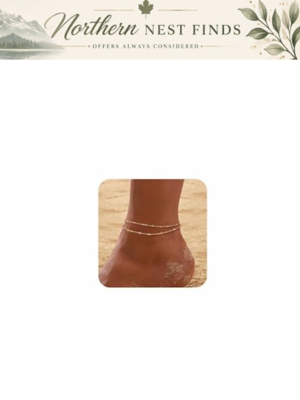 14k Gold Plated Layered Anklet Set Adjustable Waterproof Beach Jewelry